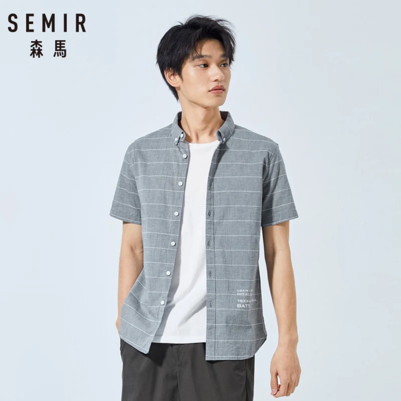 SEMIR Мужская рубашка с коротким рукавом лето 2019 повседневная свободная в полоску