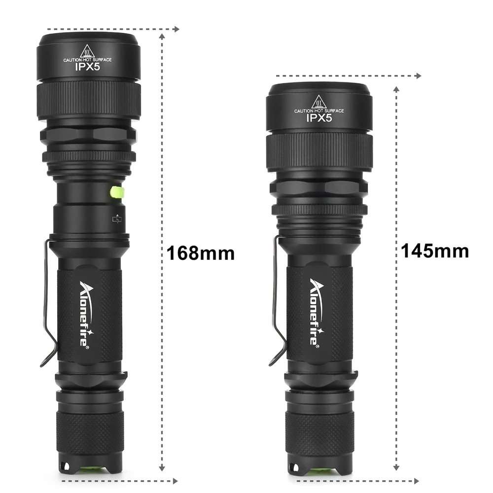 Фонарик Alonefire G910 светодиодный масштабируемый с аккумулятором 18650 и зарядным