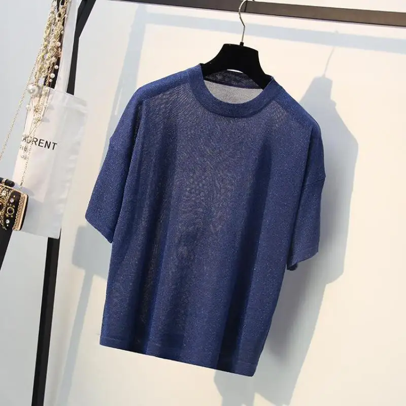 Шикарные вязаные футболки Свободные повседневные пуловеры желтые белые синие