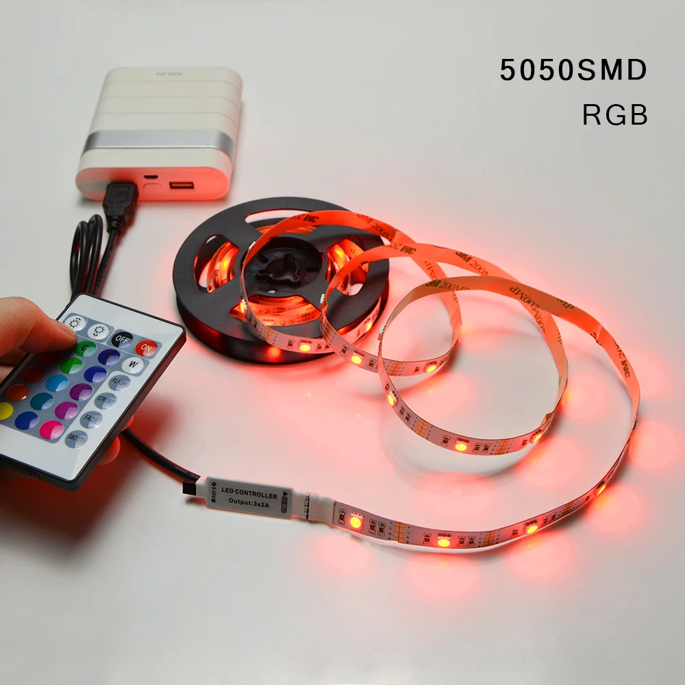 IP20 3528 / 5050 SMD RGB USB LED Strip light DC 5V 50CM 1M 2M Decor lamp Tape Ribbon For Monitor TV Backgroud lighting | Лампы и