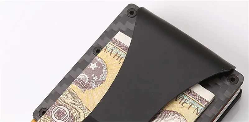 Мини Тонкий кошелек из углеродного волокна зажим для денег блокирующий RFID алюминиевый сплав кредитный держатель для карт мужской металлический кошелек чехол для ID карты