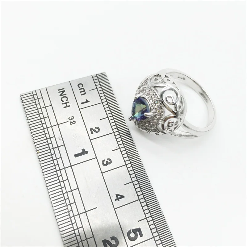 Комплект из колье серёг и кольца серебра 925 пробы|jewelry sets earrings|colorful jewelry setsjewelry |