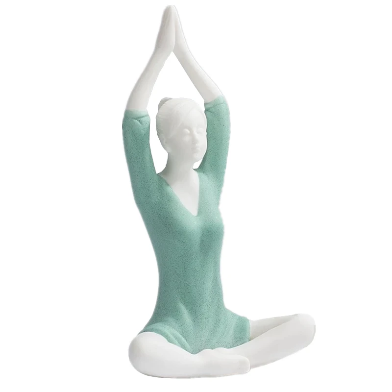Blue-D Yoga Model VILEAD, 4 стиля, белые керамические фигурки для девочек, для йоги, цветная женская модель для йоги, винтажный домашний декор, украшение на Рождество, год - Цвет: Blue-D Yoga Model
