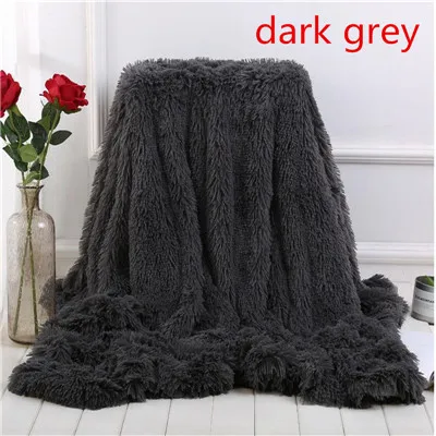 Dark grey Супер мягкое мохнатое пушистое одеяло из искусственного меха, ультра плюшевое декоративное зимнее одеяло для дивана, теплое одеяло s для кровати - Цвет: Dark grey