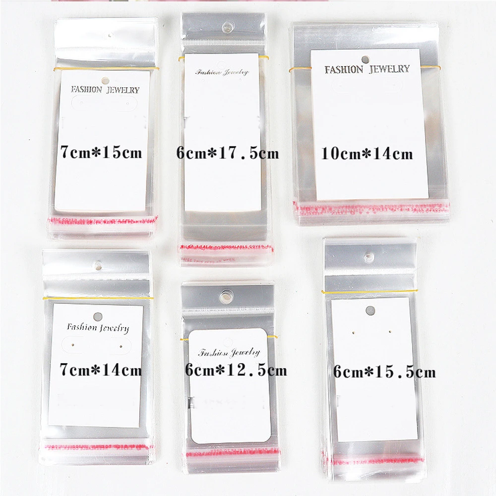 100 шт. прозрачные пластиковые пакеты самоклеящаяся упаковка для сережек|plastic earring