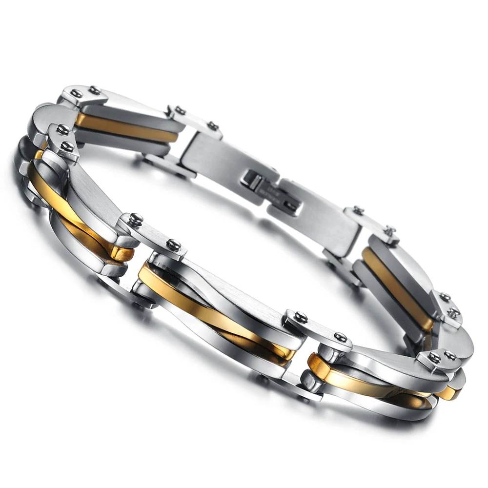 Мужской браслет из нержавеющей стали с золотой цепочкой ювелирные изделия для