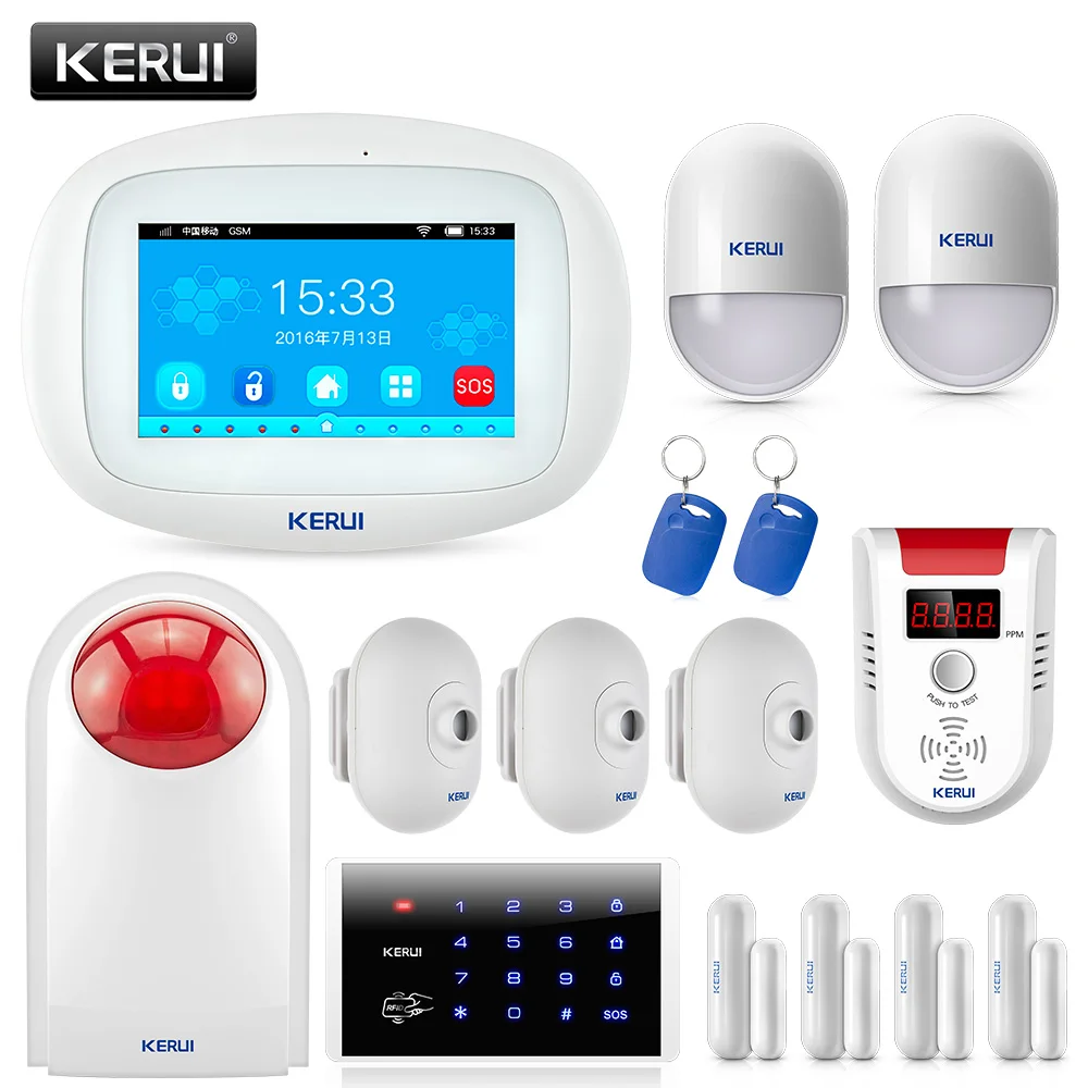 KERUI беспроводной WiFi GSM домашняя охранная сигнализация наборы 4 3 дюймов TFT цветной