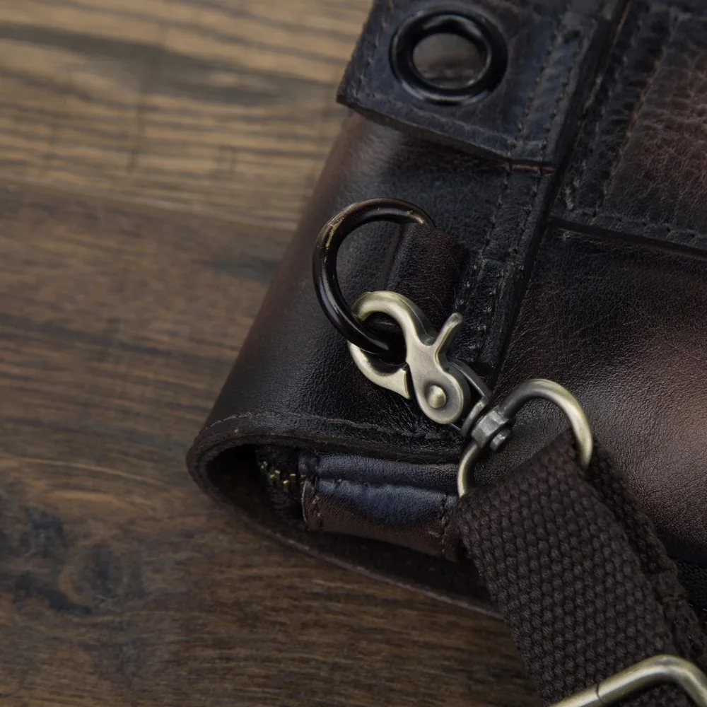 Qualty Leather men Casual Design Multifunction Messenger Cross body Shoulder Bag Travel Fashion Waist Belt Pack Bag 611-1-db