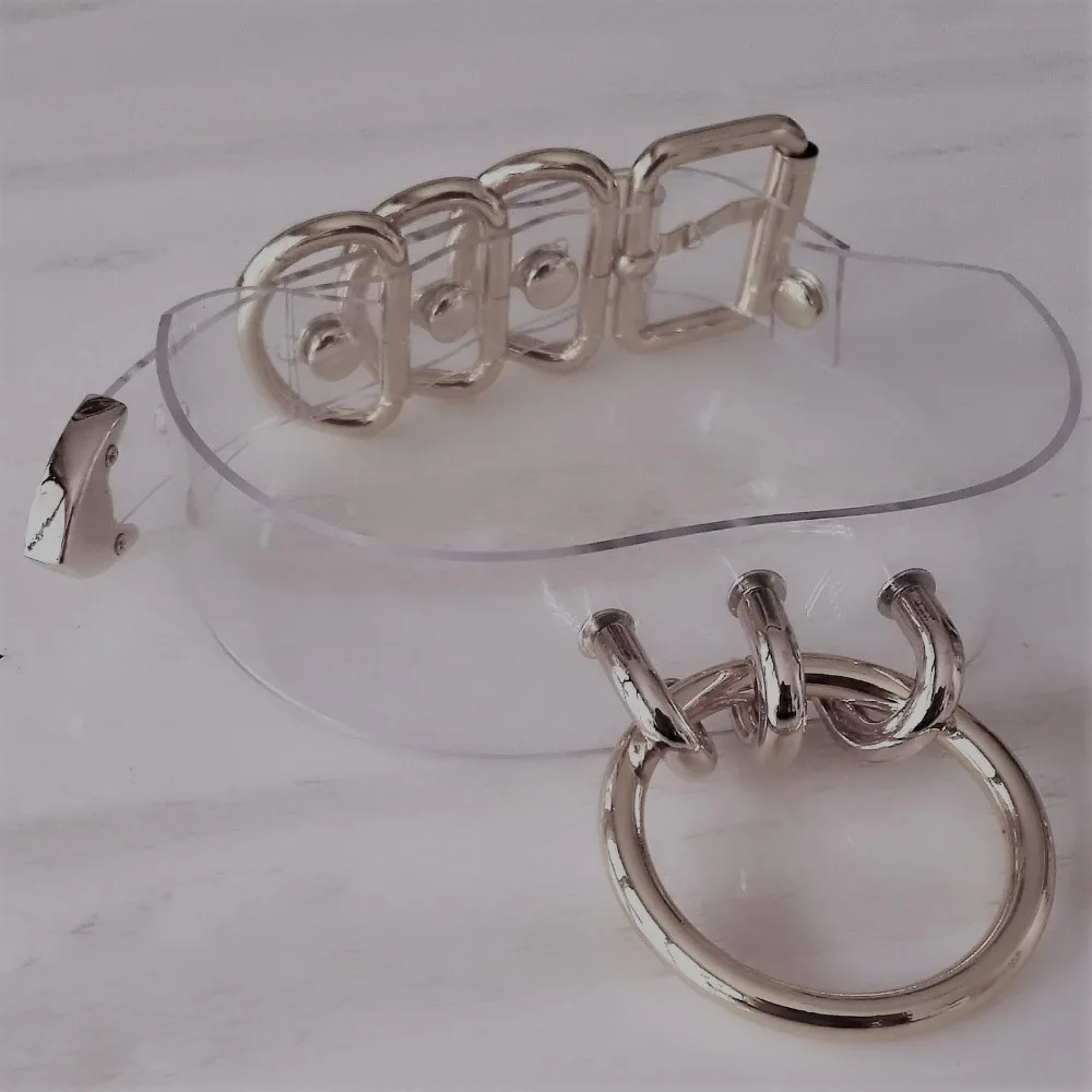Ошейник из прозрачной кожи с круглым вырезом в стиле Харадзюку|collar punk|gothic choker