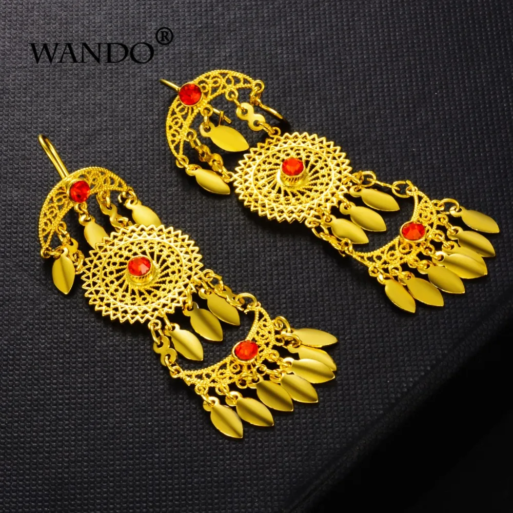 WANDO новые эфиопские серьги-подвески золотого цвета в африканском стиле для
