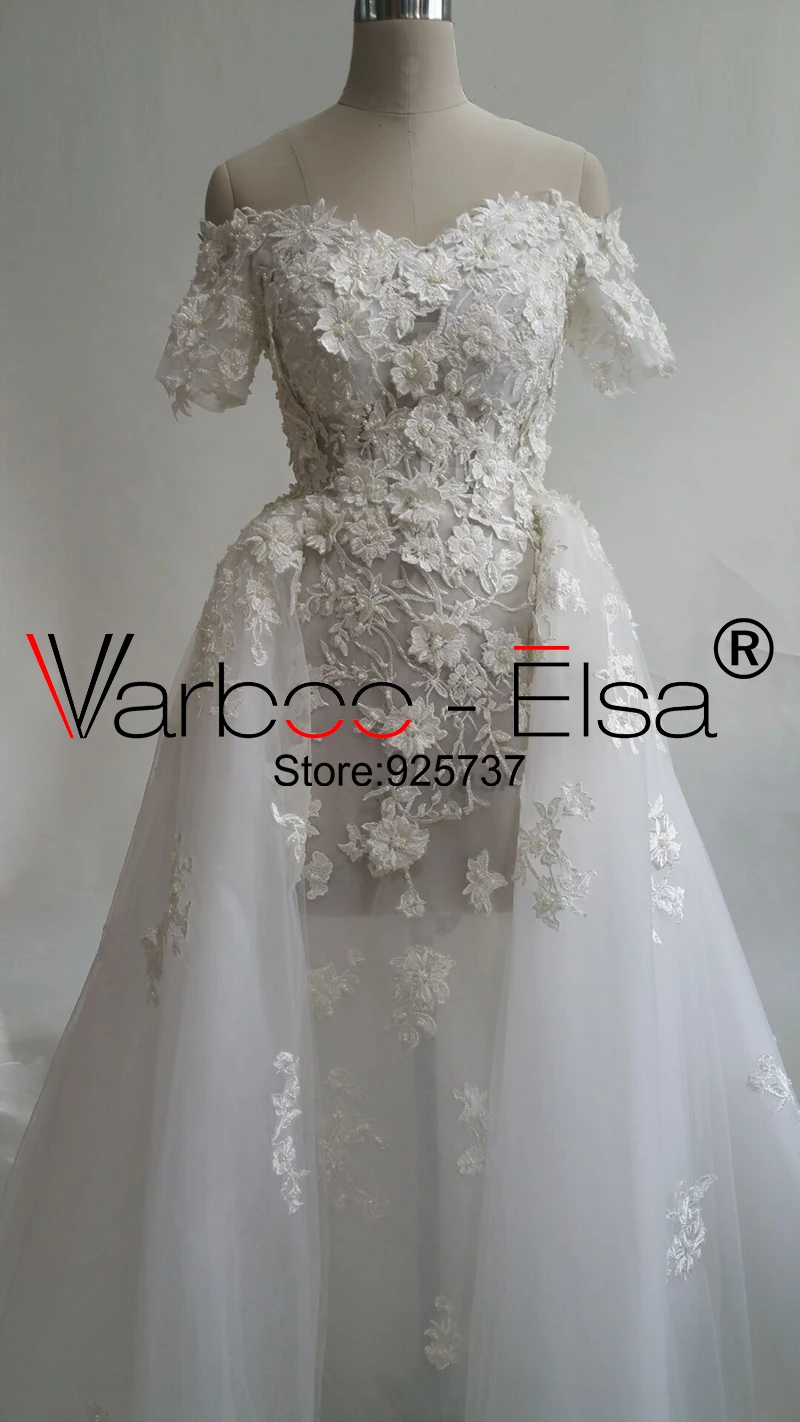 Женское свадебное платье с рукавами крылышками со шлейфом|detachable skirt|dress detachable