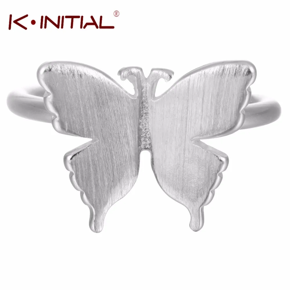 Kinitial 1 шт. 925 Серебряное кольцо с бабочкой Топ прекрасный открытый палец круглые