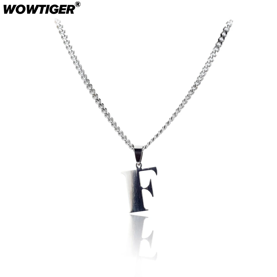 WOWTIGER ожерелье из нержавеющей стали с буквенным F стальной подвеской для женщин и