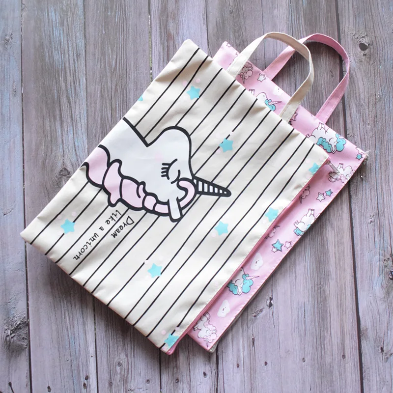 1 шт. милые сумки для документов с единорогом Kawaii холщовый держатель для файлов с высокой емкостью для документов для детей, подарок для девочек, школьные офисные принадлежности