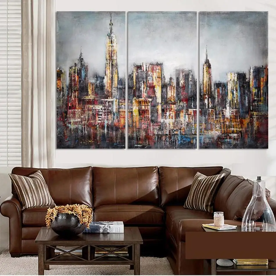Современный стиль абстрактная картина маслом холст ретро городской пейзаж