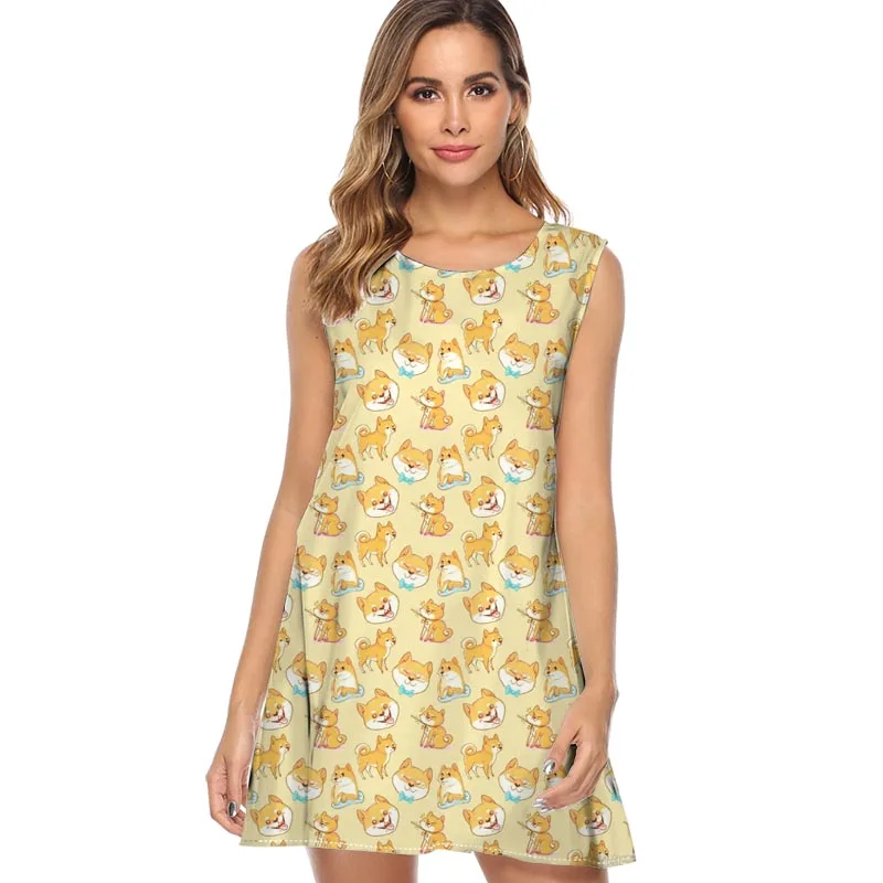 

Women Sea jellyfish Sleeveless Beach Boho Dress Women 2019 Summer Short Shift Mini Dresses Casual Vestidos