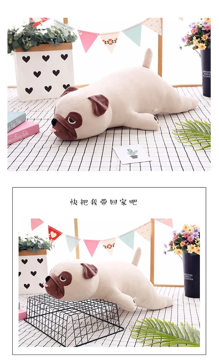 Новые милые животные Kawaii собака кукла подушка для сна подарок на день рождения ребенок девочка мягкий, укачивающий Мопс Stuffedl 55 см