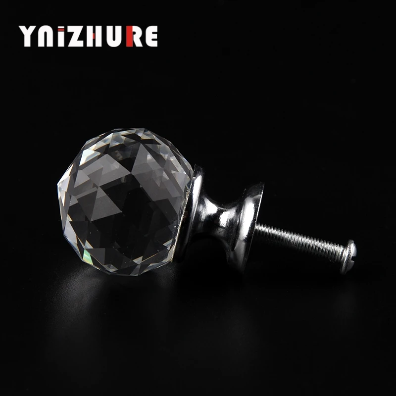 YNIZHURE 30mm Crystal glass ball Shape Design Glass Cupboard Pulls Drawer Knobs | Обустройство дома