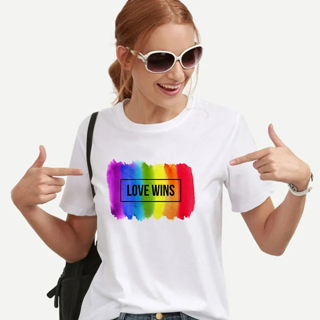 Женские футболки Rainbow Love Wins Женский Топ Is для лесбиянок Радужный футболка Kawaii Femme