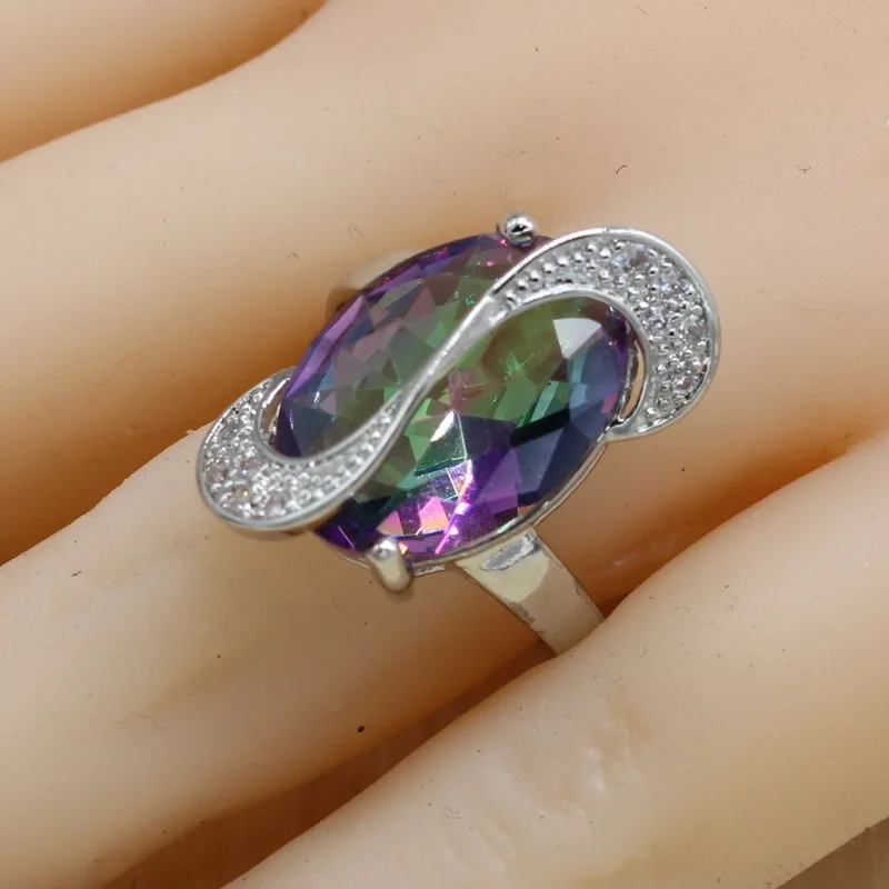 Mystic Rainbow Fire кубический цирконий ювелирные наборы серебро 925 ювелирные украшения для женщин серьги/кулон/ожерелье/Кольцо/браслет - Окраска металла: 1PCS