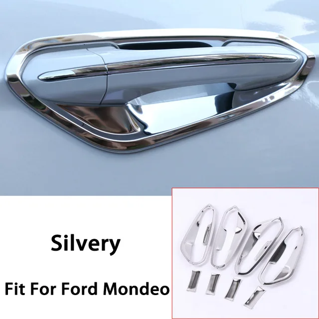 BACKAR Авто Стайлинг Нержавеющая сталь наклейки для Ford Mondeo MK5 MKV внешний дверная ручка рамка охватывает аксессуары - Название цвета: 8pcs-frame-silver