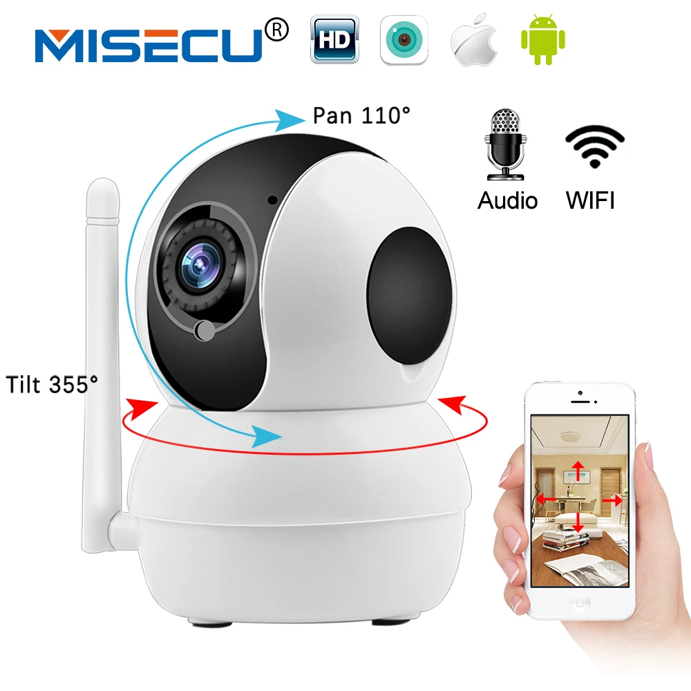 MISECU Смарт мини панорамная Регулируемая IP камеры WiFi 1080 P Крытая купольная камера