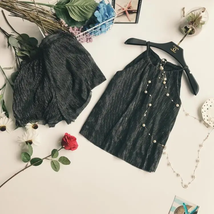 New Arrival Summer Women Fashion Rayon Halter Sexy Sleeveless Regular Solid Urban Sets Female Casual Beach Bling Crop Top Shorts | Женские