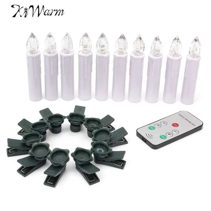 10 шт. беспроводной беспламенный светодиодный светильник для рождественской елки