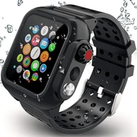 waterproof rugged case with silicone band for apple watch series se 6 5 4 3 for iwatch 38424044mm strap screen protect cover