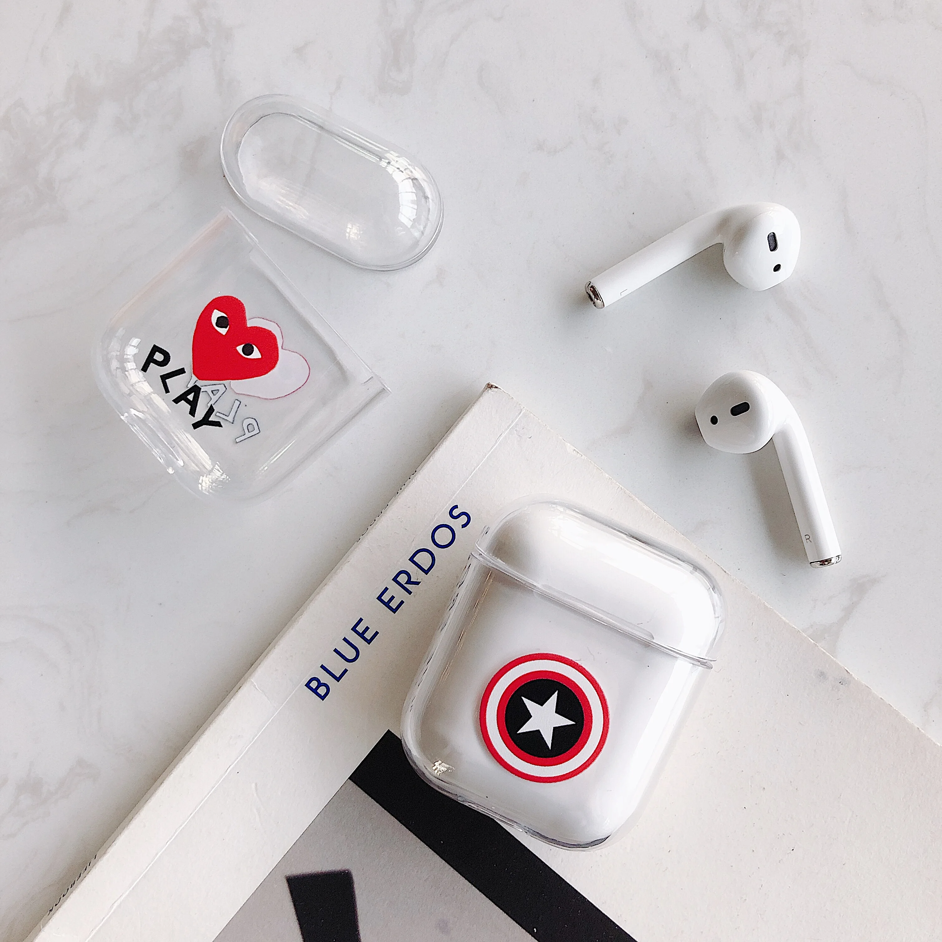Жесткий Чехол для наушников из поликарбоната, чехол для AirPods 1, 2, Мультяшные прозрачные беспроводные наушники, зарядная коробка для Apple AirPods, Прямая поставка, подарки
