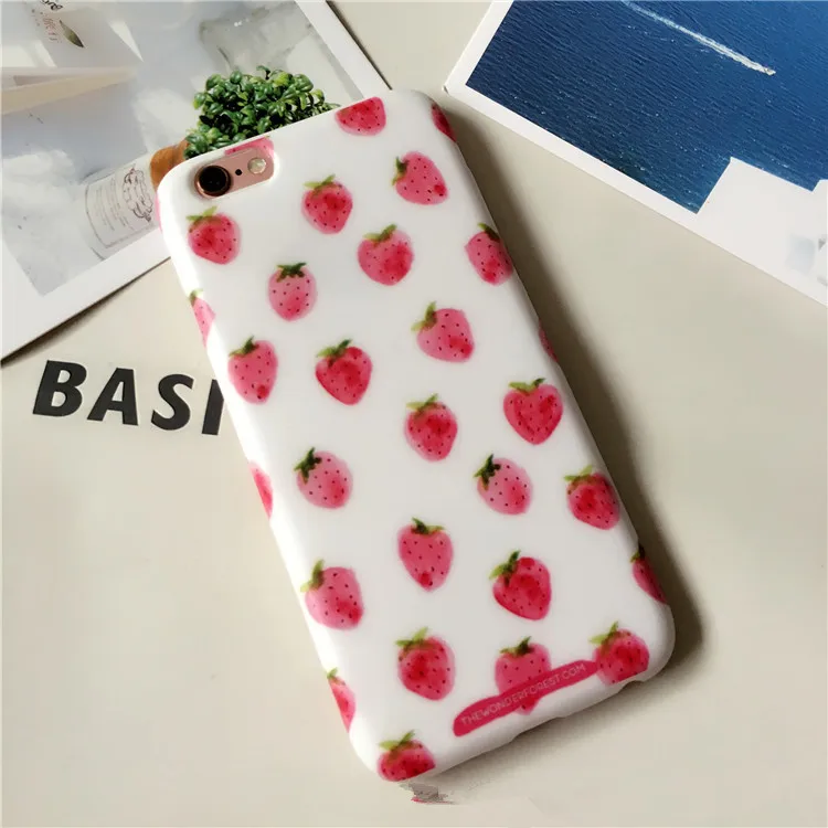 Наслаждайтесь Летом Клубника Корея Мягкие TPU IMD Тощий Чехол Для iphone 6/6 plus Тело