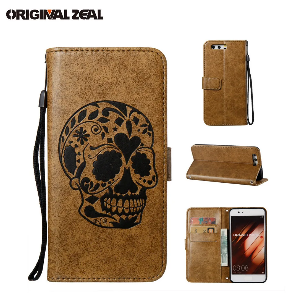 Inizealcool Винтаж Скелет держатель для карт флип кожаный чехол Huawei P10 P9lite P8 Ретро