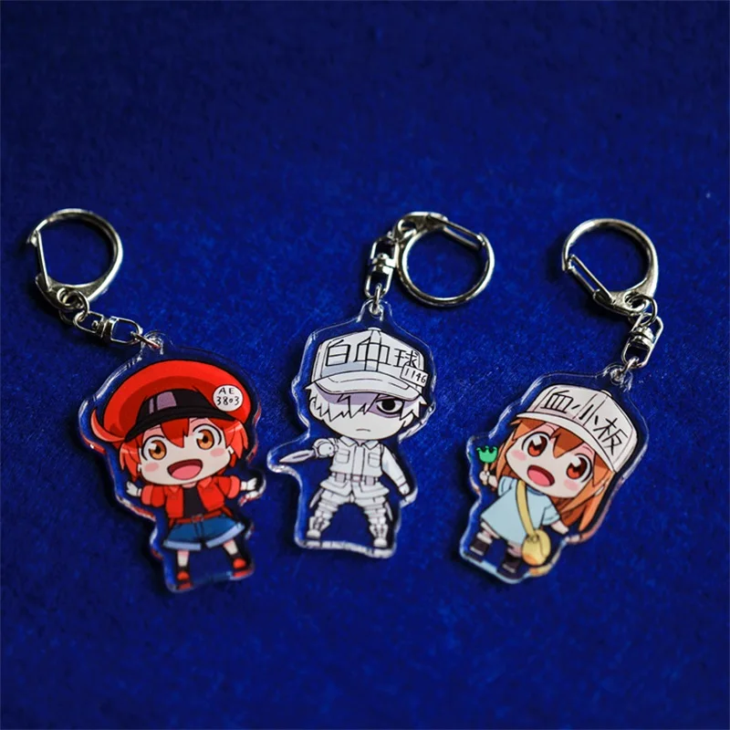 

Anime Cells at Work Hataraku Saibou Erythrocyte Platelet Keychain Acrylic Keyring Key chain Pendants