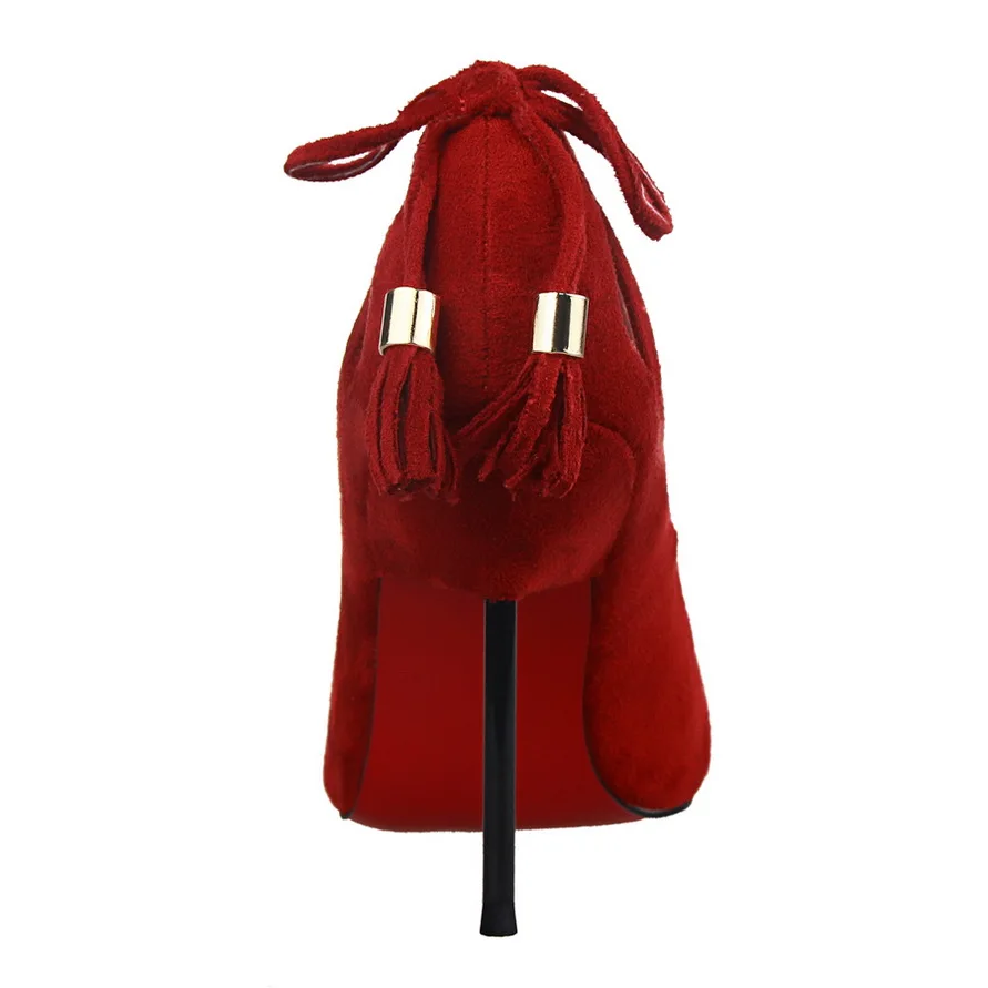 Мода тенденция 2016 женщин на высоких каблуках кисточкой насос дамы в шотландские