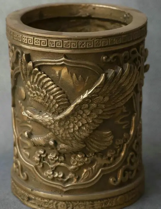 Маркированная китайская династия медная резьба ястреб Орл король птица Кисть