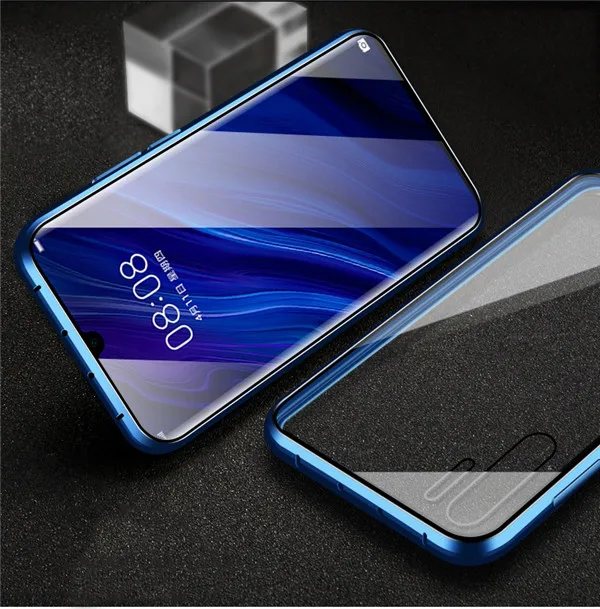 360 Полный Магнитный чехол на для Xiaomi mi 9t чехол mi9t Pro для сяоми ксиоми ми 9t про Передняя Задняя стеклянная крышка для Xiaomi Redmi K20 Pro для Сяоми ксиоми Редми k20 про Чехол магнит закаленное стекло крышка - Цвет: Blue