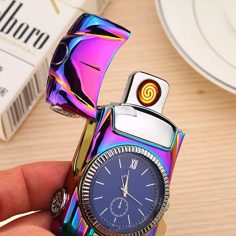 COXRY USB зарядка беспламенная Зажигалка Золотая Модель автомобиля мужские часы 2021