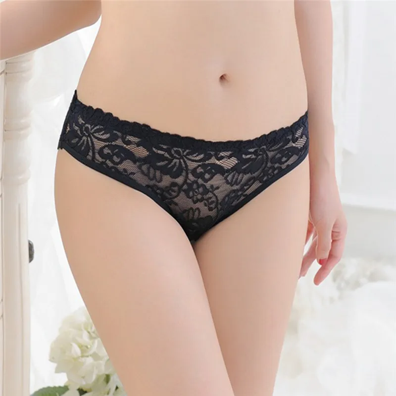 Sexy Women Lace Panties Underwear Transparent Flowers Seamless Briefs |