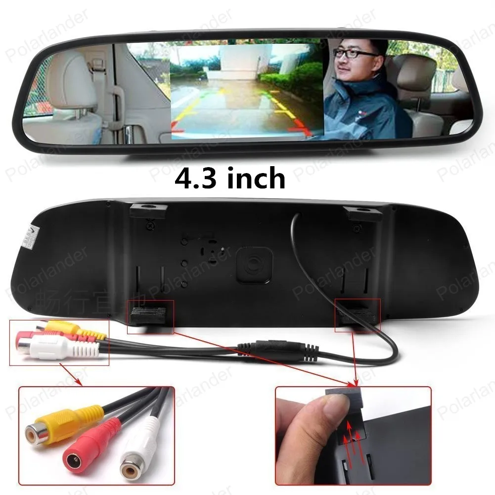 

high quality Reverse parking camera + 4.3 inch tft lcd Rearview Mirror Monitor kit for Car Rear reversing backup