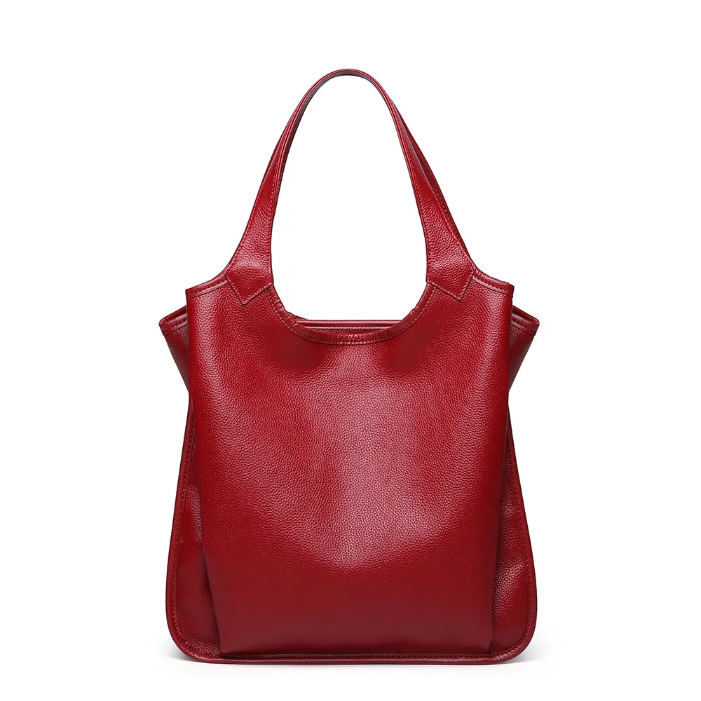 Женские сумки из натуральной кожи, Повседневная Сумка-тоут Bolsa Feminina, повседневные Модные ручные сумки для покупок, черная переносная сумка на плечо для женщин
