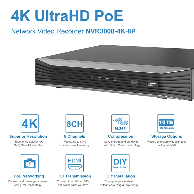 8 канальный комплект видеонаблюдения 4K H.265 NVR шт. 5MP POE CCTV ip камера