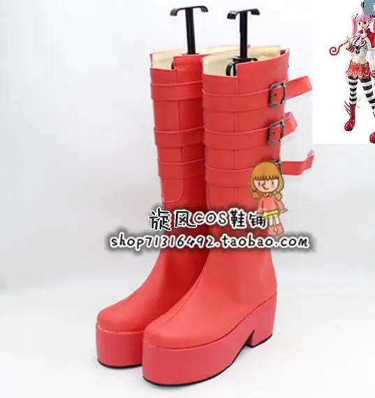 

Anime One Piece Perona Punk Red Cosplay Boots Shoes