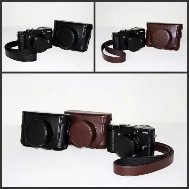 Кожаный чехол для камеры FUJI FUJIFILM Finepix X20 X10 LC черный или кофейный|camera case bag|leather camera