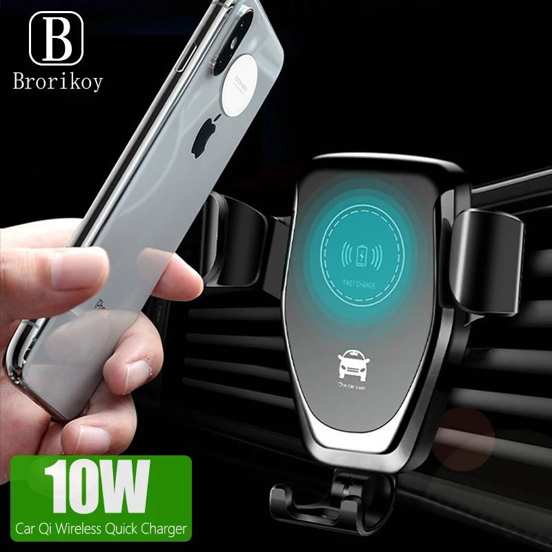 Qi Car Wireless Charger For iPhone XS XR Samsung S10 Huawei Fully Automatic Bracket 10W Fast Charging Stand Holder | Мобильные