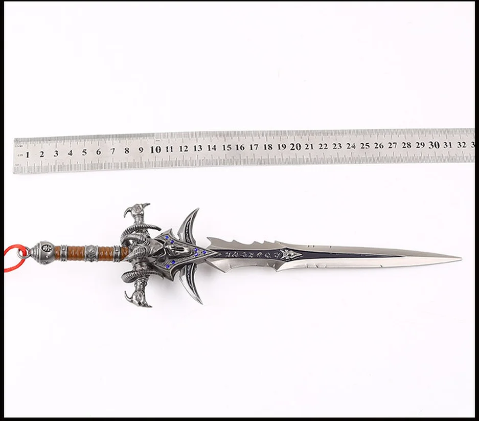 30 см Высокое качество сплав Frostmourne меч инкрустированный синий бриллиант, WOW Lich король Артас оружие Модель с носителем инструмента мин меч