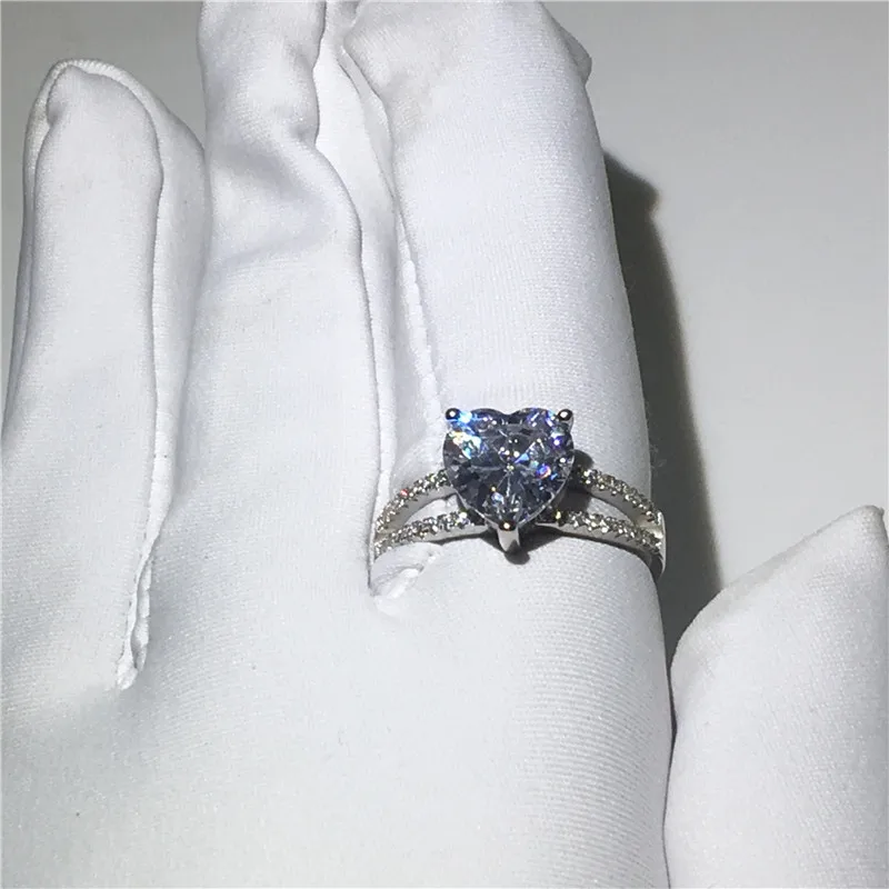 Королева сердца кольца 925 стерлингового серебра роскошный 3ct Сона cz обручальное