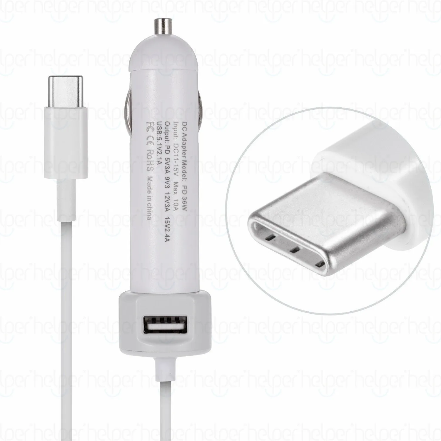 Helper 14,5 V 2A 29 W Автомобильное зарядное устройство с принтом «зеленый лист» C type C для MacBook 1" world debut