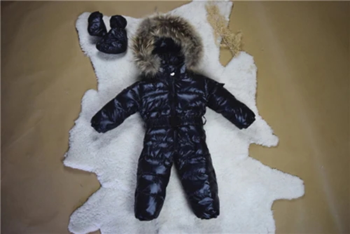 Black FY Romper Детские зимние костюмы комбинезон для русской зимы теплые пальто зимняя одежда пуховик для мальчиков и девочек детская одежда детские комбинезоны - Цвет: Black FY Romper