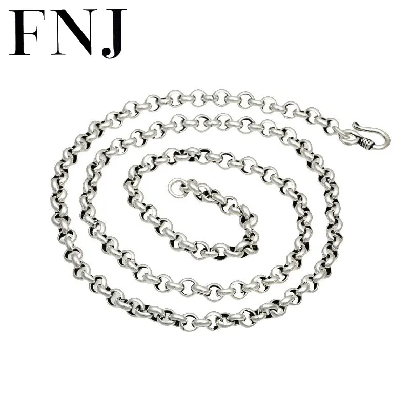 Женская круглая цепочка FNJ Серебряное ожерелье 925 пробы ширина 3 5 мм 4 оригинал S925