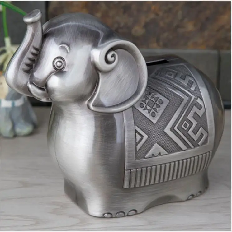 

Creative cartoon Elephant metal cash box metal money box coin bank storage box for save money CXG007